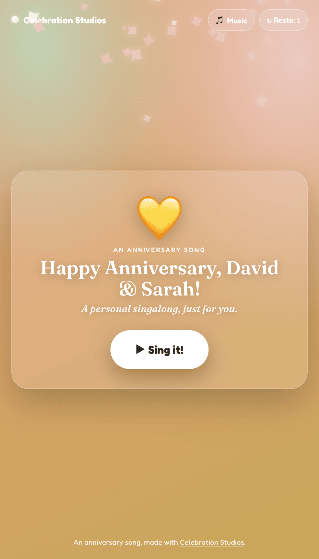 An anniversary song for David and Sarah